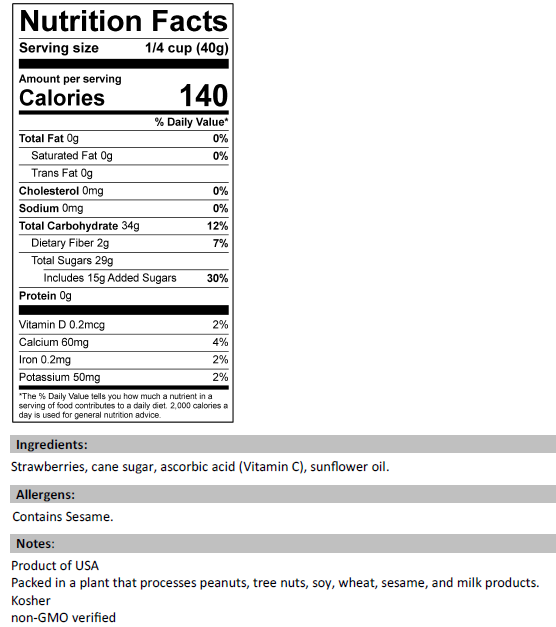 Nutrition Facts for Dried Strawberries