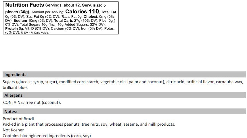 Blue gummy whales nutrition information