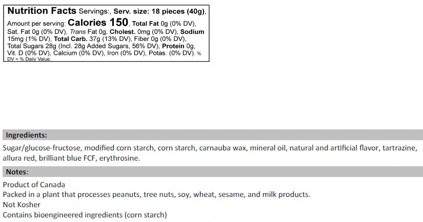 Assorted Jelly Beans Nutrition