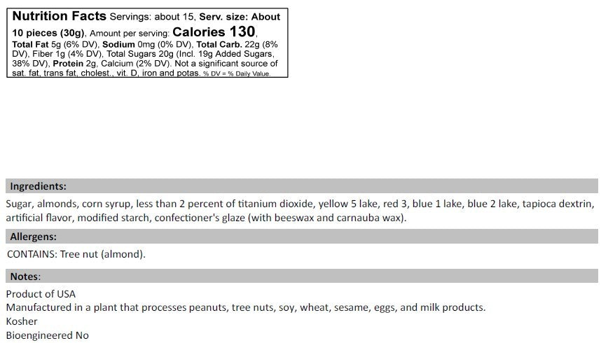 Jordan Almonds nutrition facts