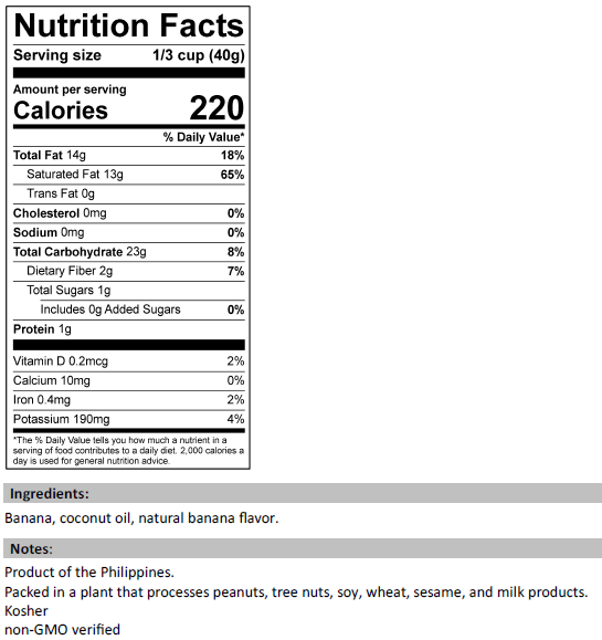 Unsweetened Banana Chips Nutrition Facts