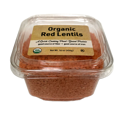 Organic Red Lentils, 16 oz Container - 12 Pack