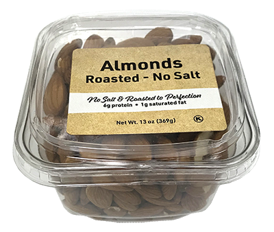 Roasted Almonds (Unsalted), 11.5 oz Container - 12 Pack