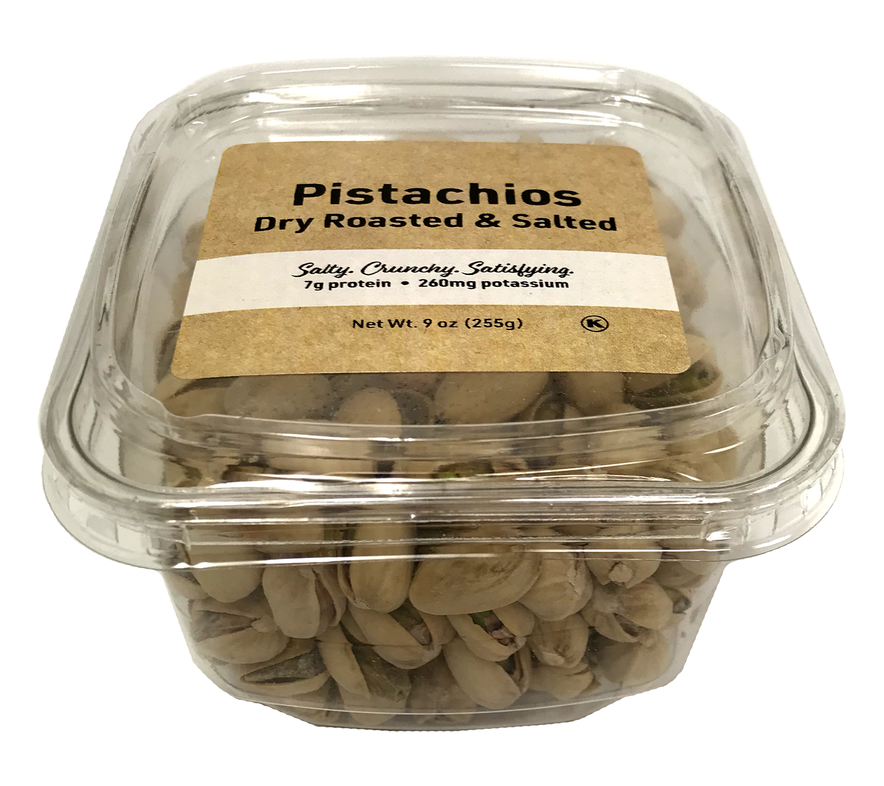 Pistachios dry roasted and salted 9 oz tub