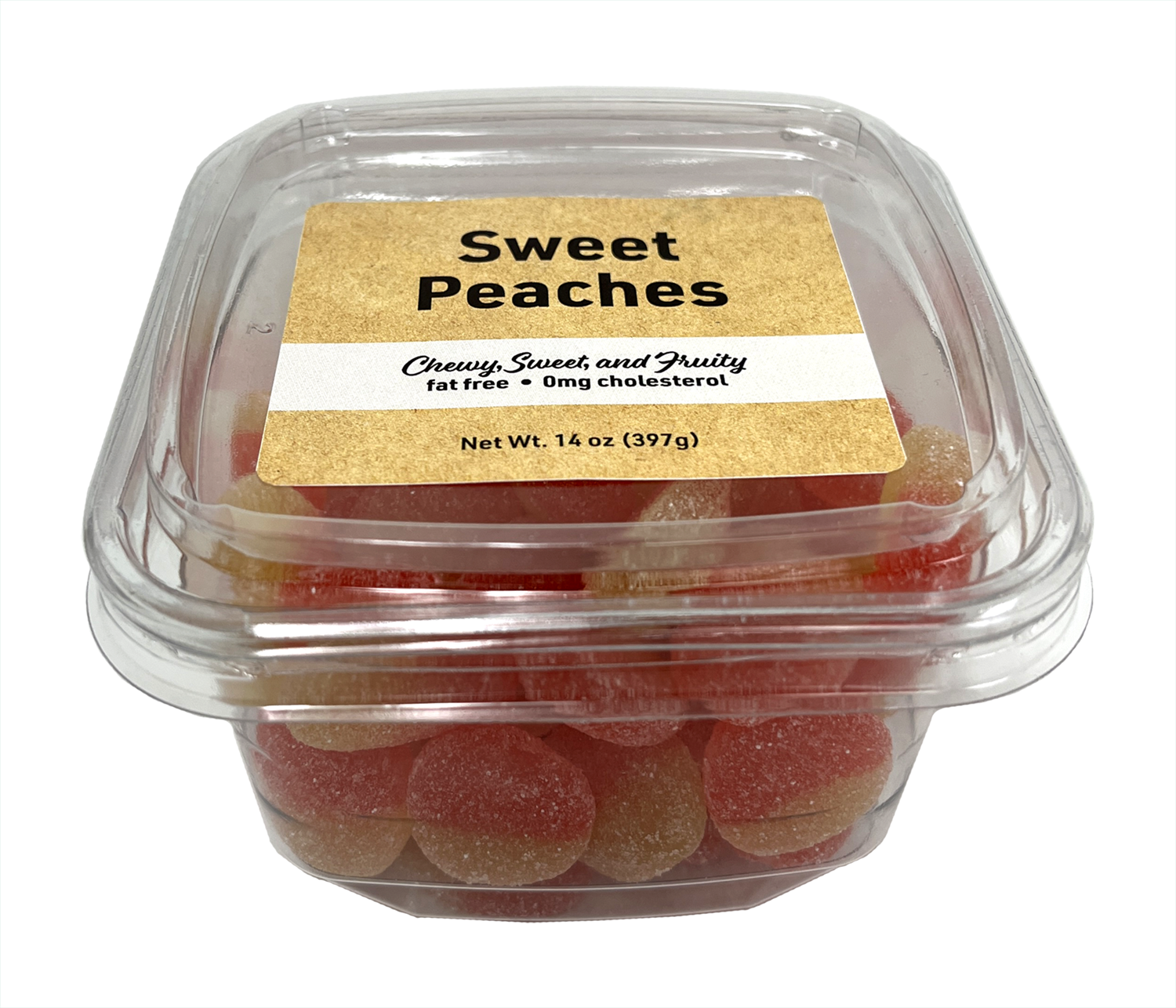 Candy Sweet Peaches, 14 oz Container- 12 Pack