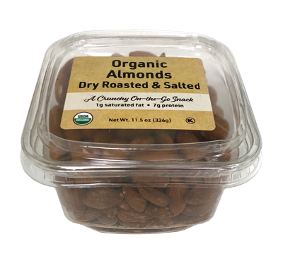 Organic Dry Roasted Almonds (Salted), 11.5 oz Container - 12 Pack