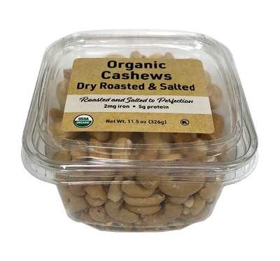 Organic Dry Roasted Cashews (Salted), 11.5 oz Container - 12 Pack