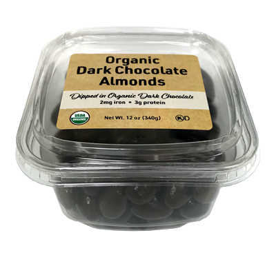 Organic Dark Chocolate Covered Almonds, 12 oz Container - 12 Pack