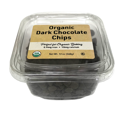 Organic Dark Chocolate Chips, 12 oz Container - 12 Pack