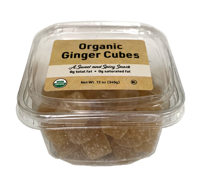 Organic Crystallized Ginger Cubes, 12 oz Container - 12 Pack